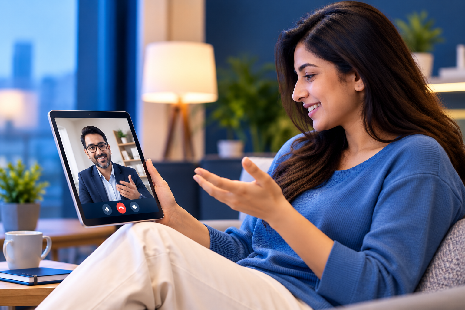 A client on a video consultation with a Bluman Chartered Accountant